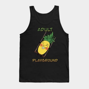 Cartoony Pineapple on a swing - Adult Playground Tank Top